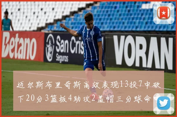 迈尔斯布里奇斯高效表现13投7中砍下20分3篮板4助攻2盖帽三分球命中率出色